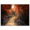 Designart - Stairway Through Red Fall Forest - Landscape Photography Canvas Print